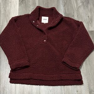 Aerie Sherpa Snap-Front pullover/burgundy color/size XS ( over sized fit)